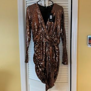 Bronze Fun Sequin Mini Dress